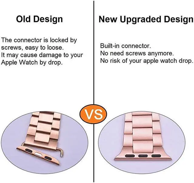 Alt view image 3 of 7 - Compatible with Rose Gold Apple Watch Band 40mm 38mm Upgraded Version Solid Slim Metal iWatch Strap for Apple Watch Series 543 Rose Gold Women