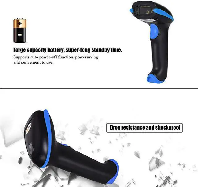 Alt view image 7 of 7 - Barcode Scanner Wireless 2in1 24Ghz Wireless+USB 20 Wired Handheld Bar Code Scanner Reader with USB Receiver for Store Supermarket Warehouse