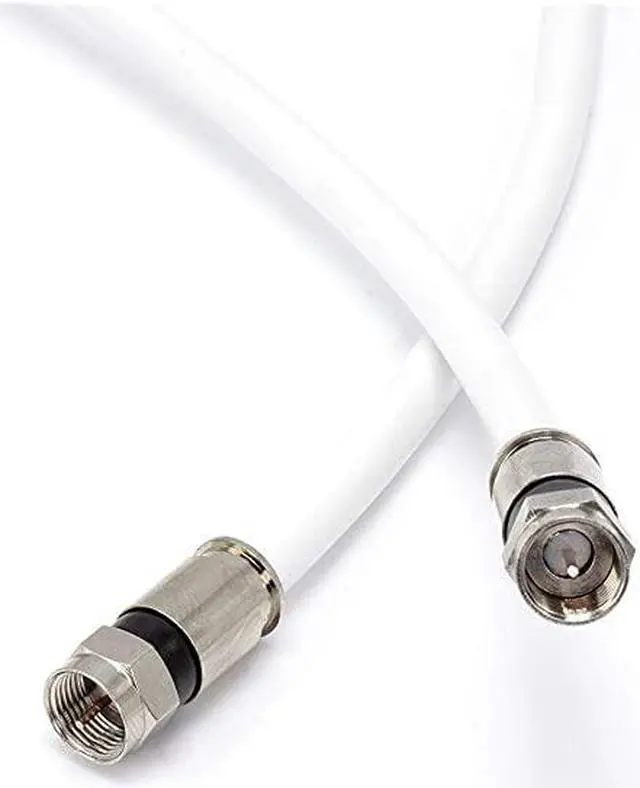 Main image of 20 Feet White RG6 Coaxial Cable Coax Cable Made in USA with Connectors F81 RF Digital Coax AV CableTV Antenna and Satellite CL2 Rated 20 Foot
