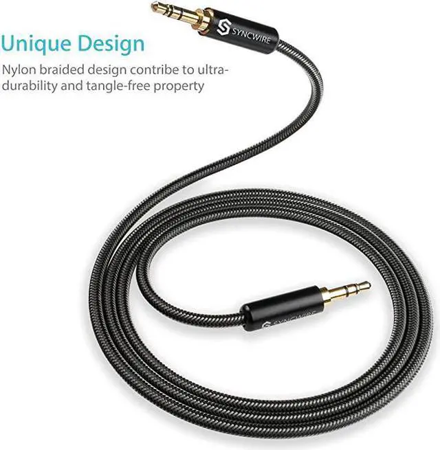 Alt view image 5 of 7 - 35mm Nylon Braided Aux Cable 33ft1mHiFi Sound Audio Auxiliary Input Adapter Male to Male AUX Cord for Headphones Car Home Stereos Speaker iPhone iPad iPod Echo amp More Black