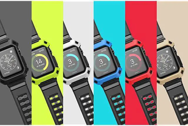 Alt view image 7 of 7 - Unicorn Beetle Pro Case for Apple Watch 3 42mm Rugged Protective Case with Strap Bands for Apple Watch Series 321 Red