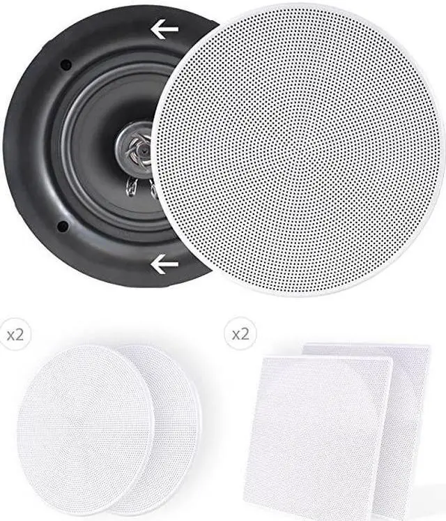 Alt view image 4 of 7 - Ceiling Speakers Stereo Home Theater Speakers in Wall Speakers Flush Mount 8Inch White 250 Watt 2Way Pair PDIC86