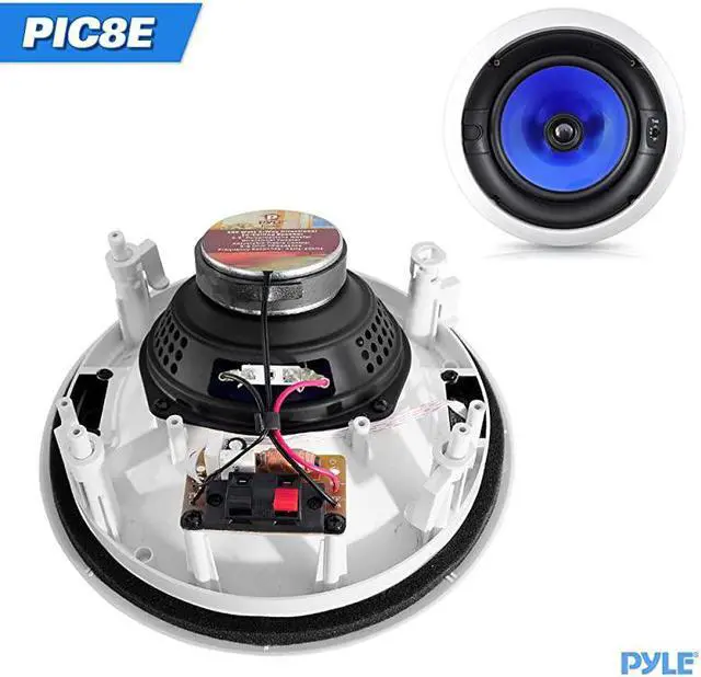 Alt view image 4 of 7 - 2Way InWall InCeiling Speaker System Dual 8 Inch 300W Pair of Ceiling Wall Flush Mount Speakers w 1 Silk Dome Tweeter Adjustable Treble Control For Home Theater Entertainment  PIC8E