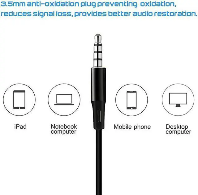 Alt view image 4 of 7 - 3 Packs Earbud Headphones with Remote Microphone  in Ear Earphone Stereo Sound Noise Isolating Tangle Free for Smartphones Laptops Gaming Fits All 35mm Interface Device