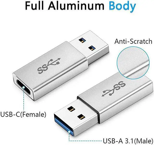 Alt view image 2 of 7 - USB 3.1 Type C Female to USB A Male Adapter (2 Pack), Type A to C USB 3.1 Female to USB A Female Adapter Converter Support Data Sync and Charging