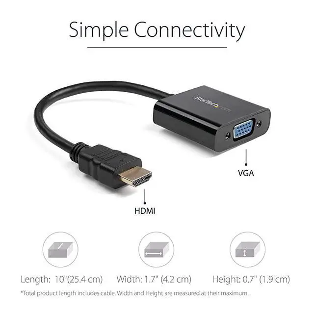 Alt view image 3 of 7 - com 1080p 60Hz HDMI to VGA High Speed Display Adapter Active HDMI to VGA Male to Female Video Converter for LaptopPCMonitor HD2VGAE2