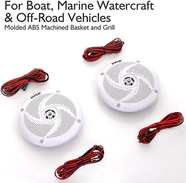 Alt view image 2 of 7 - LowProfile Waterproof Marine Speakers 240W 65 Inch 2 Way 1 Pair Slim Style Waterproof Weather Resistant Outdoor Audio Stereo Sound System wBlue Illuminating LED Lights  White