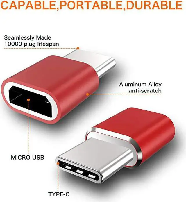 Alt view image 2 of 7 - USB Type C Adapter 4Pack Micro USB Female to USB C Male Convert Connector Fast Charging Compatible with Samsung Galaxy S10 S9 S8 PlusNote 9 8LG V35 V30 G7Nexus 6P 5XMoto Z2 Z3Red