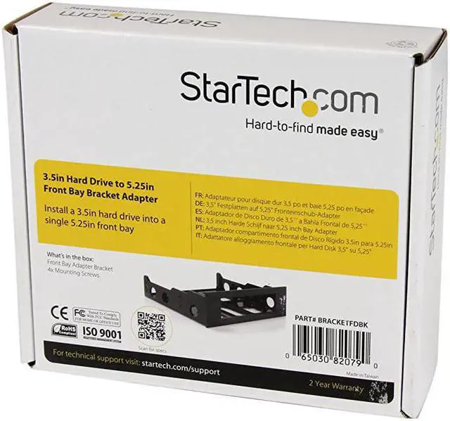 Alt view image 2 of 2 - com 3.5" to 5.25" Front Bay Adapter - Mount 3.5" HDD in 5.25" Bay - Hard Drive Mounting Bracket w/ Mounting Screws (BRACKETFDBK)