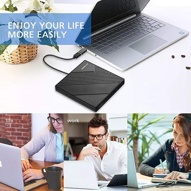 Alt view image 7 of 7 - External DVD Drive USB 30 USB C CD Burner  CDDVD +RW Optical DriveSlim Portable DVD CD ROM Rewriter Writer Duplicator for Laptop Desktop PC Windows 1087 MacBook Mac Linux OS Apple BLACK