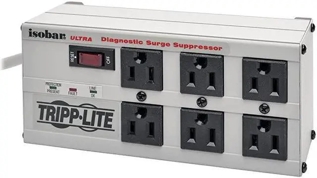 Main image of ISOBAR6Ultra Isobar 6 Outlet Surge Protector Power Strip, 6ft Cord, Right-Angle Plug, Metal, Lifetime Limited Warranty & $50,000 Insurance White