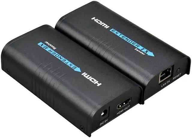 Main image of HDMI Extender 120m Over TCP IP Rj45 Cat5 Cat5e Cat6 Cat6e UTP STP Ethernet LAN Switch Network Support 400ft 1080P Black HSV373 A Pair