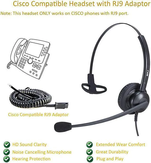 Alt view image 3 of 7 - Telephone Headset with Noise Cancelling Microphone Landline Office Headset Compatible with Cisco 6945 7821 CP7841 7940G 7942G 7945G 7965G 7985G 8811 8841 8845 8851 8861 8865 8945 8961 9951 etc
