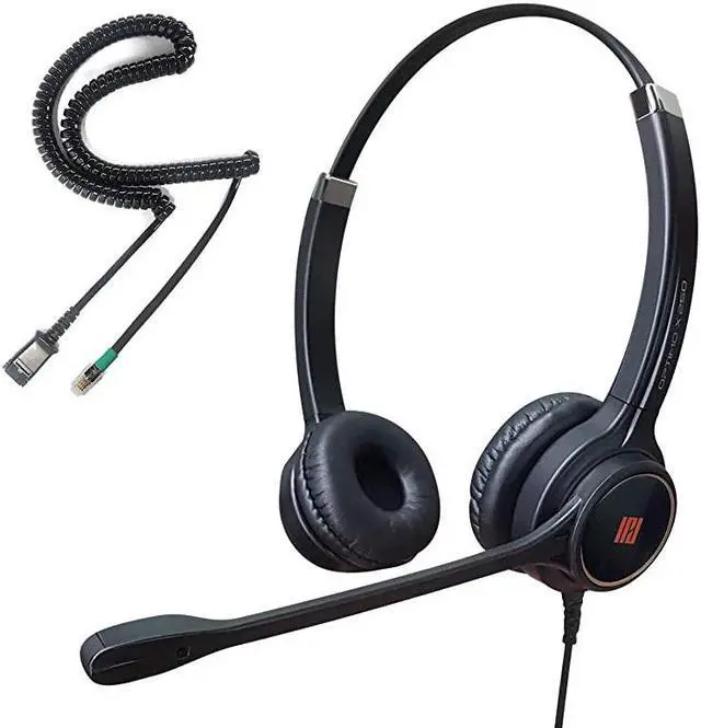 Main image of IPH-255 Optimo-X Duo Ear Noise canceling,Corded Headset for Call Center,Office&Landline Phones with U10P-S Bottom Cable w RJ9 Jack Cable Works with Yealink,Snom,LG &Other IP Phones