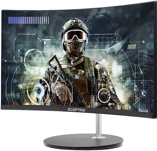 Alt view image 5 of 7 - 24" Curved 75Hz Gaming LED Monitor Full HD 1080P HDMI VGA Speakers, VESA Wall Mount Ready Metal Black 2019 (C248W-1920RN)
