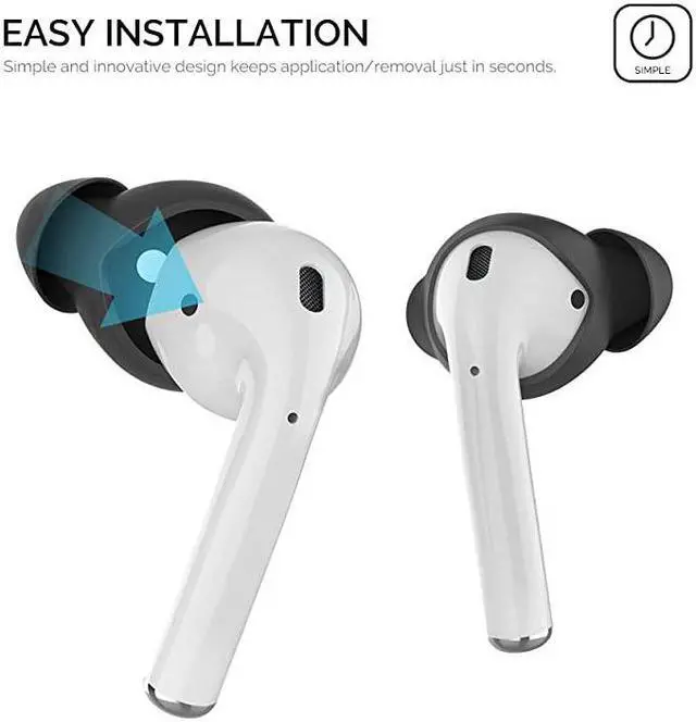 Alt view image 4 of 7 - 4 Pairs AirPods Ear Tips Silicone Earbuds CoverNot Fit in The Charging Case Compatible with Apple AirPodsAirPods 2 EarPods 2 Pair Large 2 Pairs Small Black