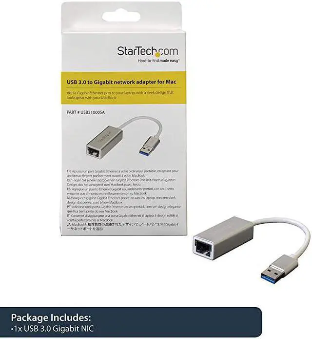 Alt view image 6 of 6 - com USB 30 to Gigabit Network Adapter Silver Sleek Aluminum Design for MacBook Chromebook or Tablet Native Driver Support USB31000SA Standard