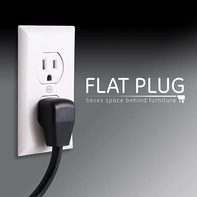 Alt view image 5 of 7 - UltraPro 12 Outlet Sur Protector, Tethered 2 USB Ports, 8 Ft Power Cord, 4320 Joules, Flat Plug, Power Filter, Circuit Breaker, Warranty, UL Listed, Black, 11824