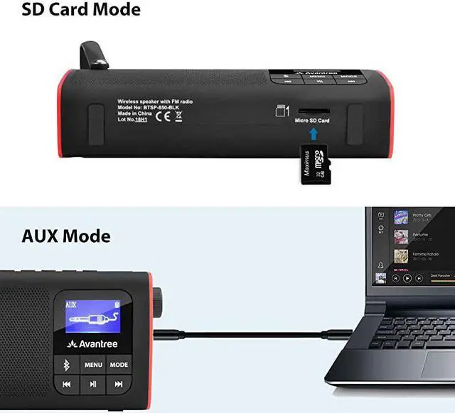Alt view image 4 of 6 - SP850 Rechargeable Portable FM Radio with Bluetooth Speaker and SD Card MP3 Player 3-in-1, Auto Scan Save, LED Display, Small Handheld Pocket Battery Operated Wireless Radio (No AM)