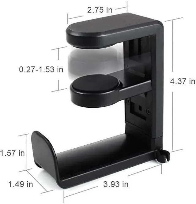 Alt view image 7 of 7 - Gaming Headset Headphone Hook Holder Hanger Mount Headphones Stand with Adjustable Rotating Arm Clamp Under Desk Design Universal Fit Built in Cable Clip Organizer EURPMASK