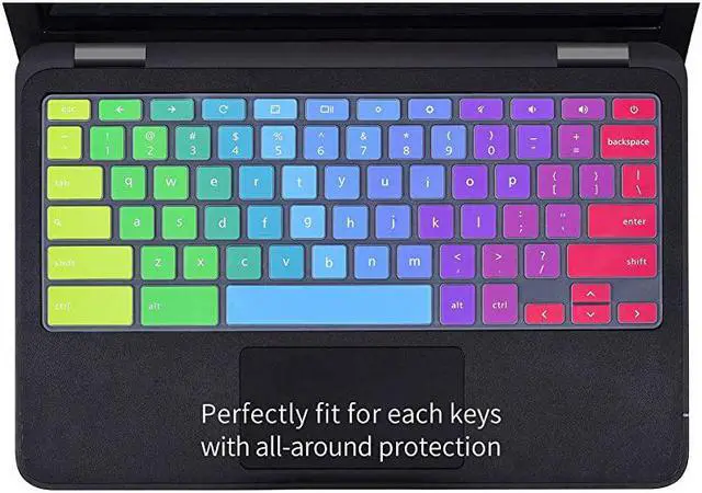 Alt view image 6 of 7 - Keyboard Cover for Dell 11.6 Chromebook 3100 / Dell Chromebook 11 3120 3180 3181 3189 5190 P22T 11.6" / Dell Chromebook 13 3380 13.3" Protective Skin, Dell Chromebook Accessories, Rainbow