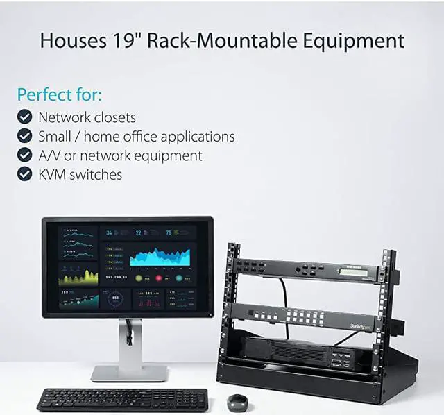 Alt view image 4 of 6 - com 8U Open Frame Network Rack - 19" 2 Post Free Standing Desktop Rack for Computer, AV, Media, IT, Data & Server Room Equipment (RK8OD)