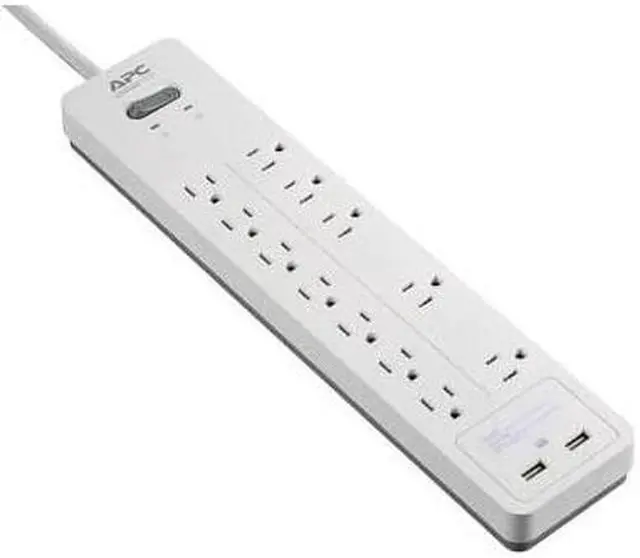 Main image of Surge Protector Power Strip with USB Charging Ports PH12U2W 2160 Joules Flat Plug 12 Outlets