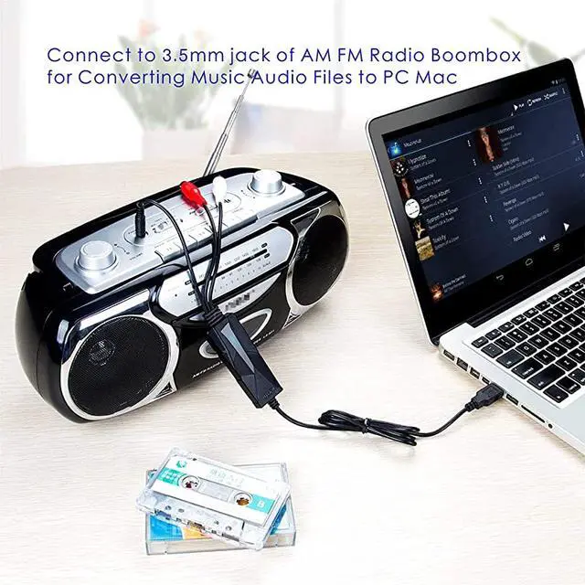 Alt view image 6 of 7 - Audio Capture Card Device Audio GrabberRecorder from 35mm MiniJack or Stereo RL Audio Device AMFM Radio Cassette Player etc