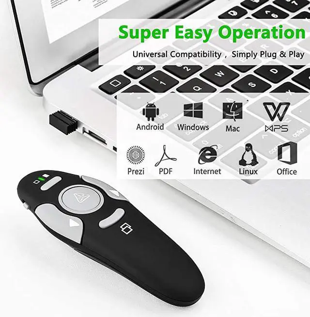 Alt view image 4 of 7 - Clicker Remote Laser Pointer PowerPoint Slideshow Wireless USB Presenter Support Win10 MAC PPT Keynote Google Slides Prezi