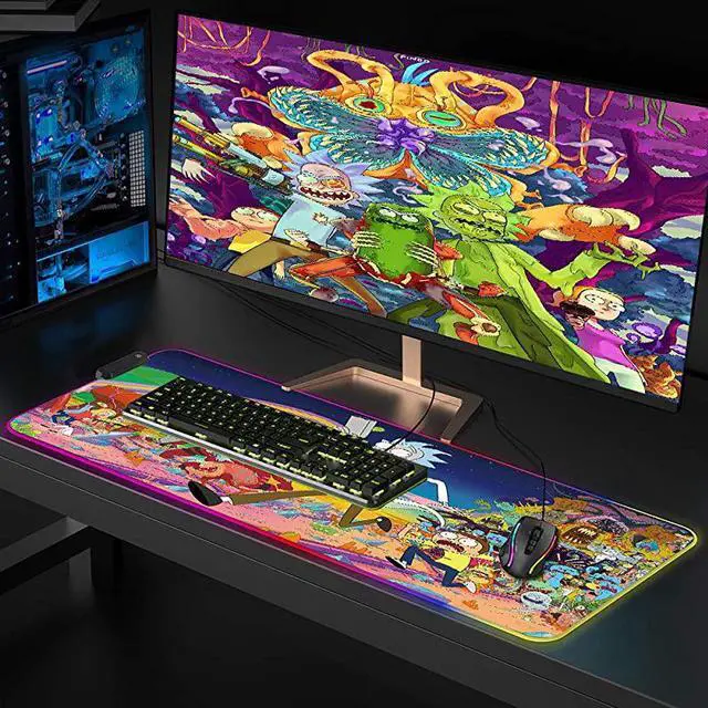 Alt view image 7 of 7 - RGB Gaming Mouse Pad Large Mouse Mat  315 X 118 Inch Extra LED Extended Mousepad NonSlip Rubber Base Mouse Keyboard Mat 80x30 Rikrun