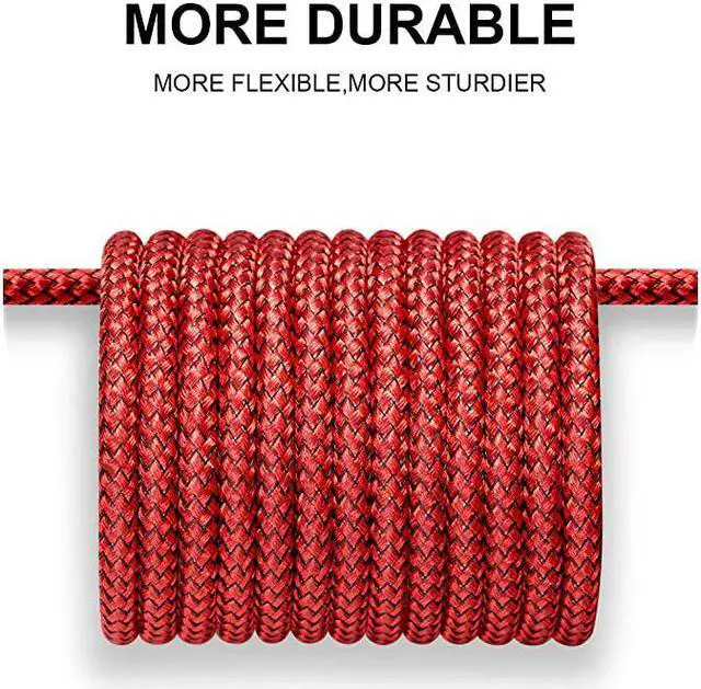 Alt view image 7 of 7 - USB-C Cable 3A Fast Charging,  3-Pack (10ft+6.6ft+3.3ft) USB A to Type C Charge Nylon Braided Cord Compatible with Samsung Galaxy S20 S10 S9 S8 Plus Note 10 9 8,PS5 Controller,USB C Charger(Red)