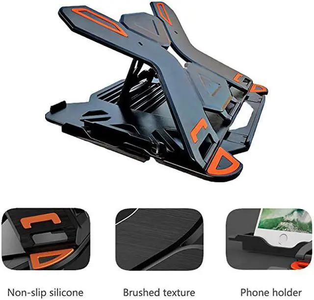 Alt view image 2 of 6 - Laptop Stand Adjustable Laptop Computer Stand MultiAngle Stand Phone Stand Portable Foldable Laptop Riser Notebook Holder Stand Compatible for 9 to 156 Laptops Black