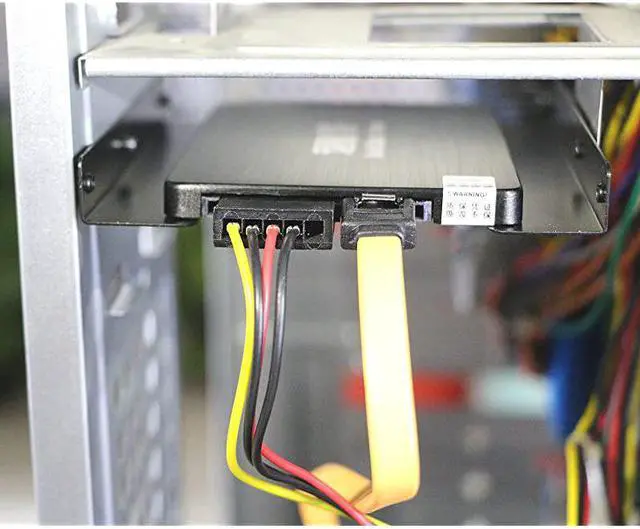Alt view image 6 of 7 - 2 Pack 25 to 35 SSD HDD Hard Disk Drive Bays Holder Metal Mounting Bracket Adapter for PC Bracket + Yellow Sata II Cables