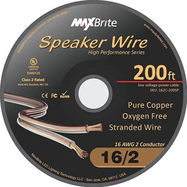 Alt view image 4 of 4 - Performance 16 Gauge Speaker Wire Oxygen Free Pure Copper UL Listed Class 2 200 Feet Spool