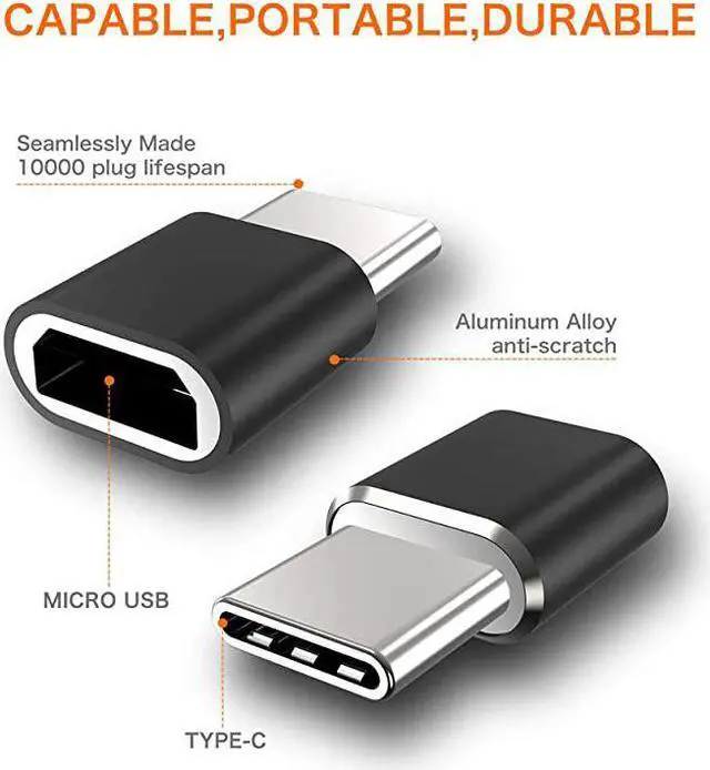 Alt view image 2 of 6 - USB Type C Adapter 4Pack Micro USB Female to USB C Male Convert Connector Fast Charging Compatible with Samsung Galaxy S10 S9 S8 PlusNote 9 8Pixel 3 2 XLLG V35 V30 G7 G6Moto Z2 Z3Black