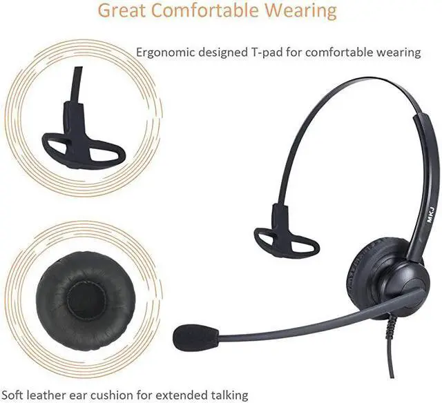 Alt view image 6 of 7 - Telephone Headset with Noise Cancelling Microphone Landline Office Headset Compatible with Cisco 6945 7821 CP7841 7940G 7942G 7945G 7965G 7985G 8811 8841 8845 8851 8861 8865 8945 8961 9951 etc