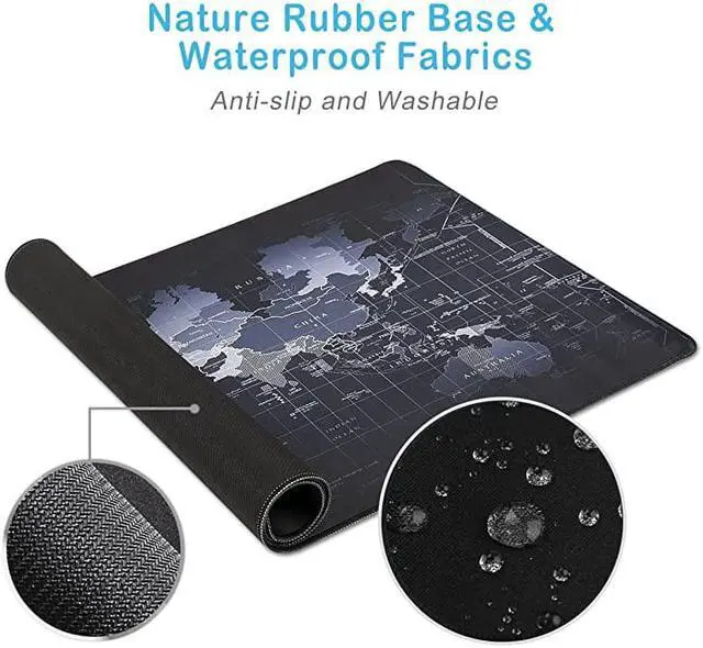 Alt view image 3 of 6 - XXL Gaming Mouse Pad Portable Large Desk Pad Non Slip Water Resistant Rubber Base World Map Gaming Mouse Pad Keyboard Pad Large Area for Keyboard and Mouse