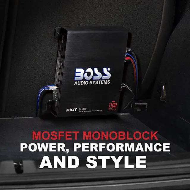 Alt view image 2 of 7 - R1100M Riot Series Car Audio Subwoofer Amplifier - 1100 High Output, Monoblock, Class A/B, 2/4 Ohm Stable, Low/High Level Inputs, Low Pass Crossover, Mosfet Power Supply, Stereo