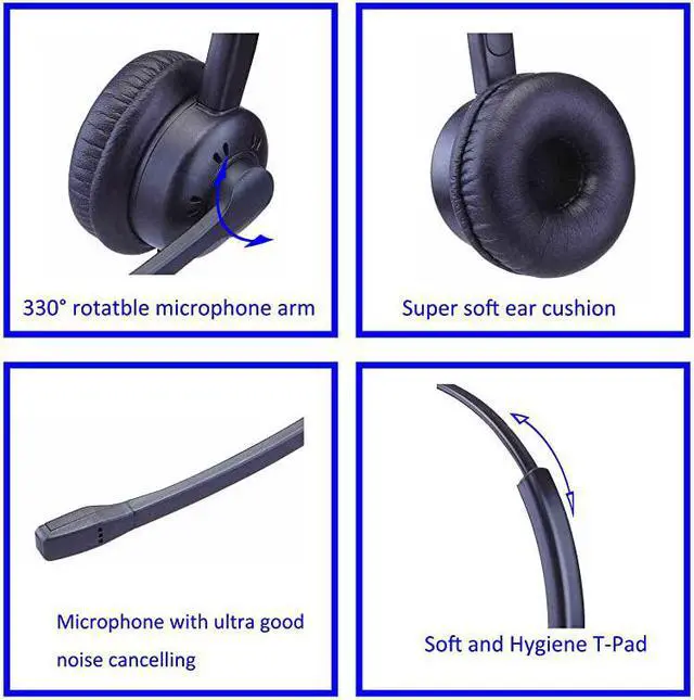 Alt view image 6 of 7 - Headset with Microphone Noise Cancelling with RJ9 Jack 35mm Connector for Office Call Center Landline Deskphone Cell Phone PC Laptop Work for Cisco 7941 7965 6941 7861 8811 8961