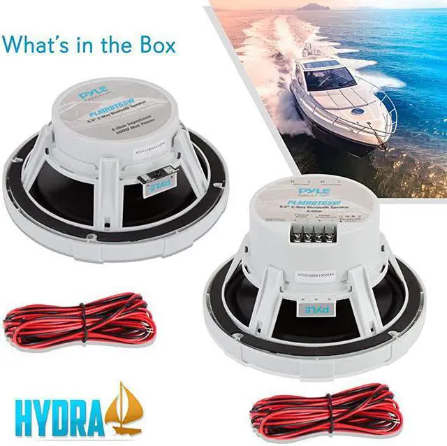 Alt view image 6 of 7 - 65 Inch Bluetooth Marine Speakers 2way IPX4 Waterproof and Weather Resistant Outdoor Audio Dual Stereo Sound System with 600 Watt Power and Low Profile Design 1 Pair  PLMRBT65W White