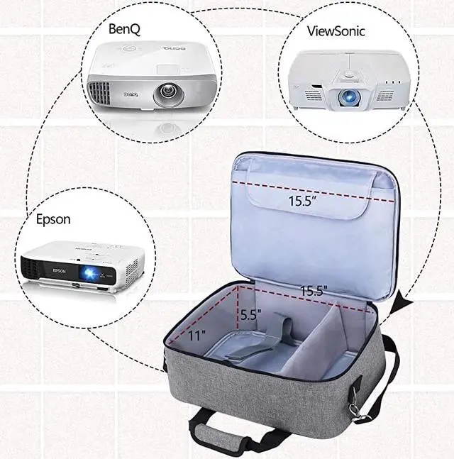 Alt view image 3 of 7 - Projector Case Projector Bag with Protective Laptop Sleeve Projector Carrying Case with Accessories Pockets Large16 x 115 x 575 Inches Gray