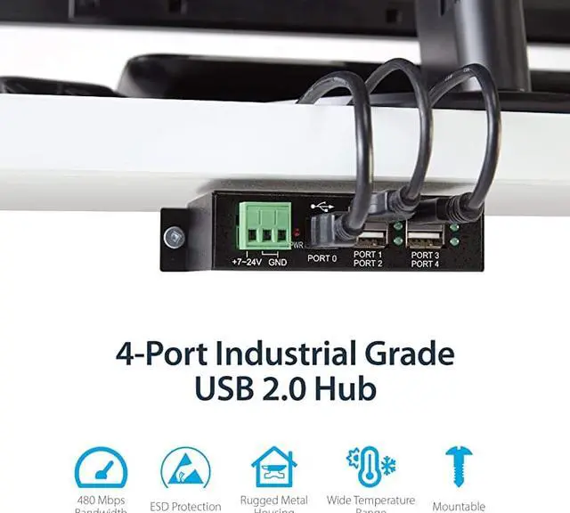 Alt view image 2 of 7 - com 4Port Industrial USB 20 Hub with ESD Protection Mountable Multiport Hub ST4200USBM