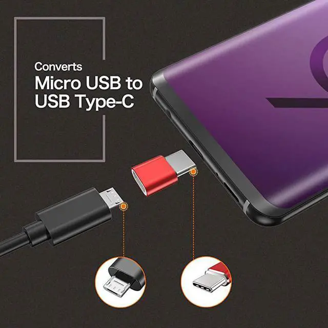Alt view image 3 of 7 - USB Type C Adapter 4Pack Micro USB Female to USB C Male Convert Connector Fast Charging Compatible with Samsung Galaxy S10 S9 S8 PlusNote 9 8LG V35 V30 G7Nexus 6P 5XMoto Z2 Z3Red