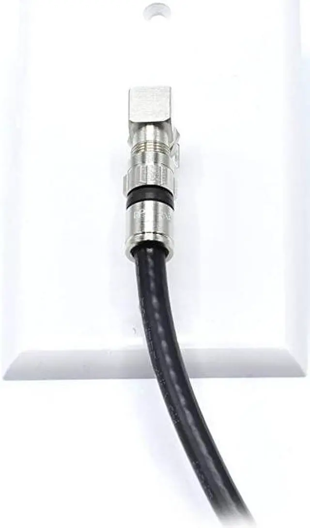 Alt view image 6 of 7 - Coaxial Cable Right Angle Connector | 100 Pack | for Tight Corners and Flat Panel TV Mounting 90 Degree F Type Adapter for Coax Cable and Wall Plates
