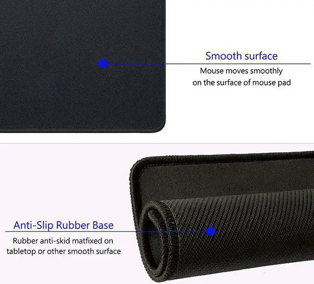 Alt view image 3 of 6 - 3 Pack Standard Mouse Pad with Stitched Edges Comfortable Mouse Mat Pad NonSlip Rubber Base Mousepad for All Types of Mouse Laptop Computer PC 103 x 83 inches Black