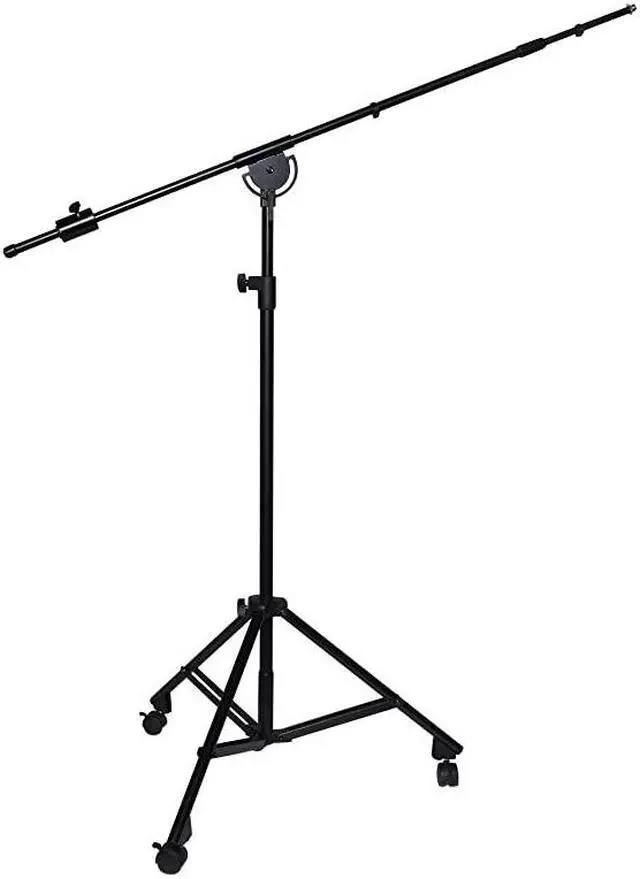 Main image of Professional Microphone Stand Heavy Duty 90 Studio Overhead Boom Stand with Rolling Caster Wheels 87 Extra Long Telescoping Arm Mount Foldable Tripod Legs amp Adjustable Counterweight