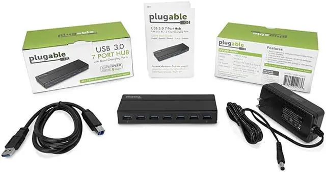 Alt view image 4 of 4 - 7 Port USB 30 Hub with 36W Power Adapter