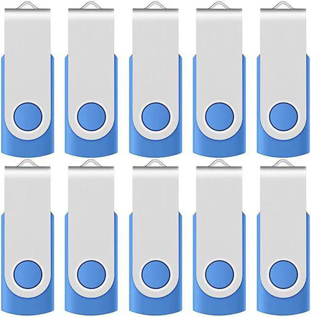 Main image of 16GB USB 20 Flash Drives Blue Memory Stick Swivel Thumb Drives 16 GB Jump Drives with LED Indicators 10 Pack with 12 x White Labels for Marking Uploaded Content