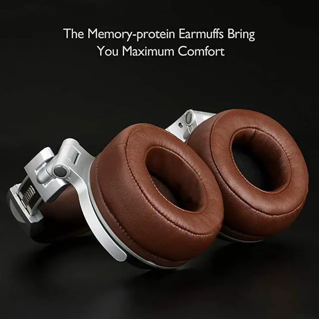 Alt view image 5 of 7 - Ear Headphone Wired Premium Stereo Sound Headsets with 50mm Driver Foldable Comfortable Headphones with Protein Earmuffs and Shareport for Recording Monitoring Podcast PC TV with Mic Silver
