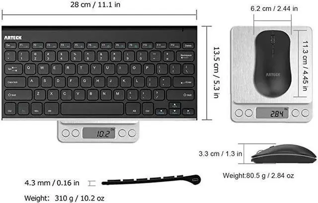 Alt view image 6 of 7 - 2.4G Wireless Keyboard and Mouse Combo Ultra Compact Slim Stainless Full Size Keyboard and Ergonomic Mouse for Computer/Desktop/PC/Laptop and Windows 10/8/7 Build in Rechargeable Battery